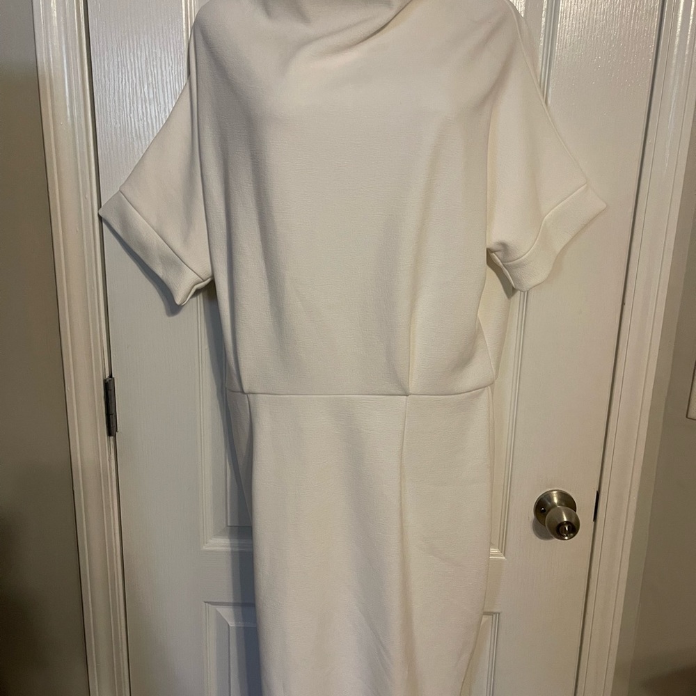 Winter White Cowl Neck Dress